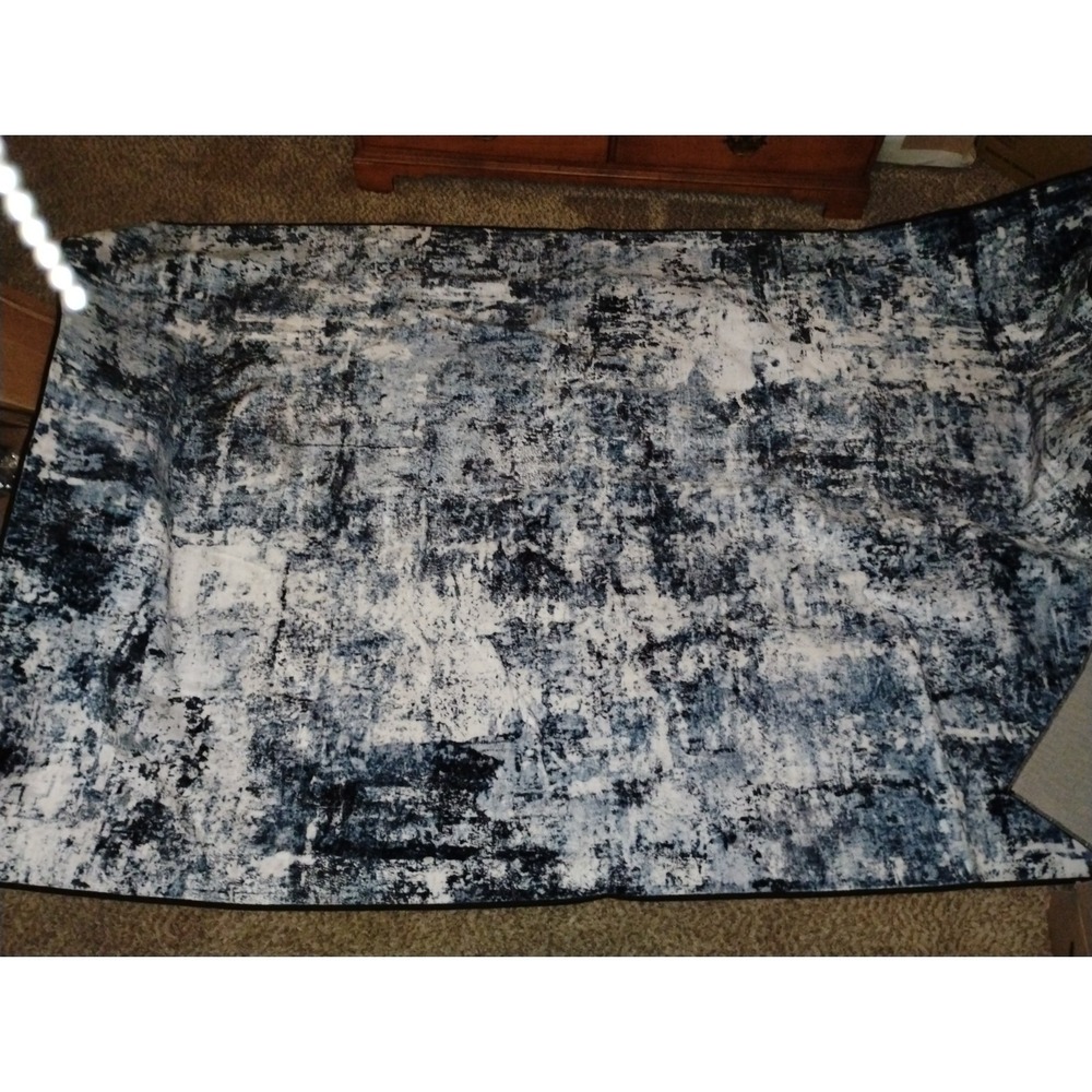 World Rug Gallery Distressed Abstract Blue Wool Area Rug 12x15 Hand-Tufted - Picture 2 of 3